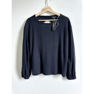 LULUS Jack of All Trades Black Waffle Knit Backless Top size S